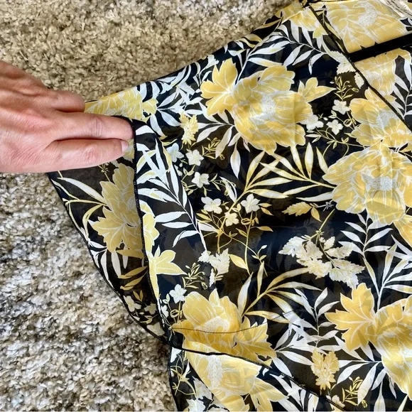 NWT Per Seption Concept Floral Kimono Cardigan XL Yellow Black Open Front Boho - Picture 8 of 9